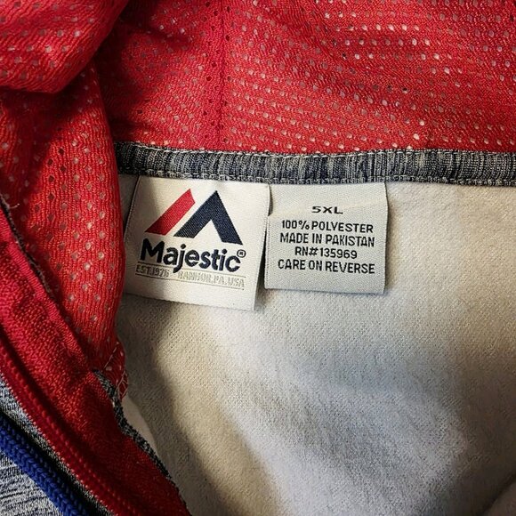 Vtg Unisex Majestic Baseball Zip Up Hooded Jacket Heather Blue/Grey Size 5XL - Picture 5 of 8